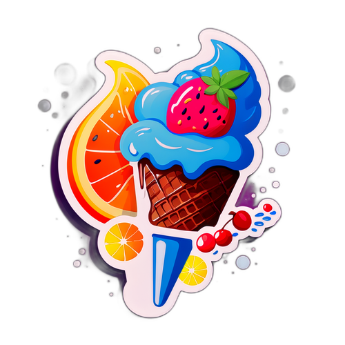 Kem tan chảy và trái cây tươi ngon