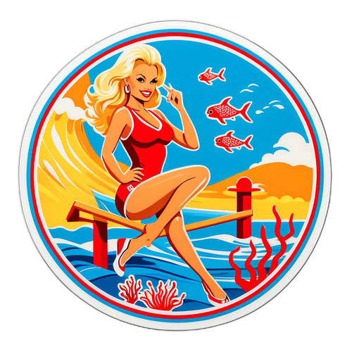 Stiker Bergaya Retro Pamela Anderson