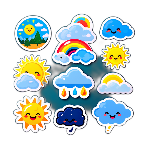 可愛的天氣條件貼紙系列