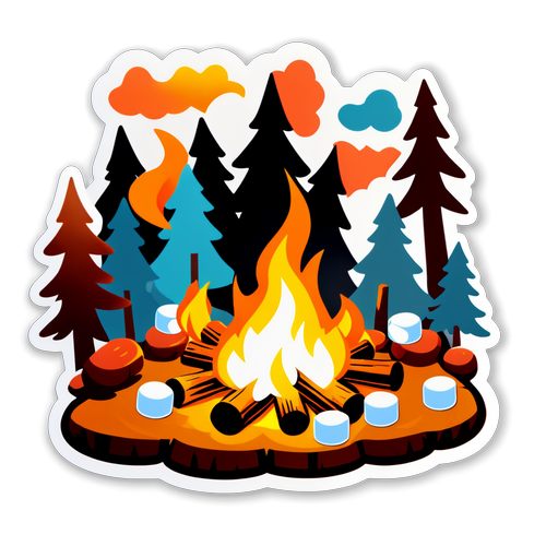 Campfire Marshmallow Roasting Scene