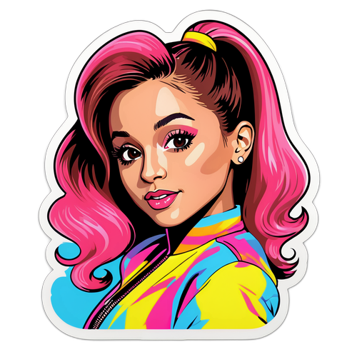 Sticker w stylu pop-art Ariany Grande