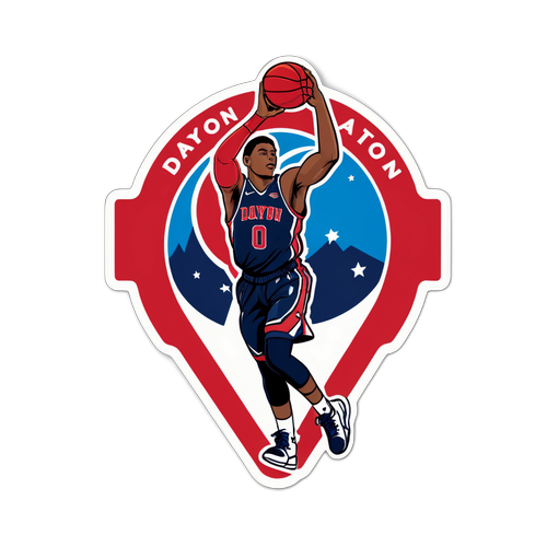 Dayton Basketball Player Shooting Sticker