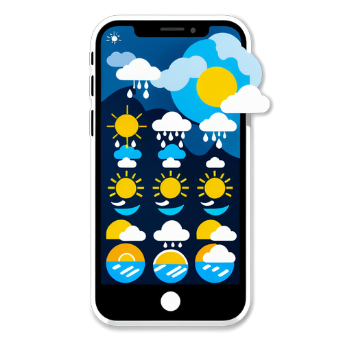 Aplikasi Cuaca di Layar Telefon Pintar