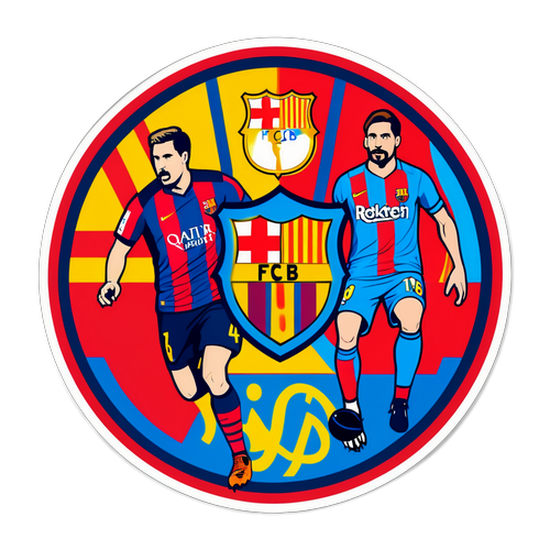 Umělecké ztvárnění zápasu Bruggy a Barcelony