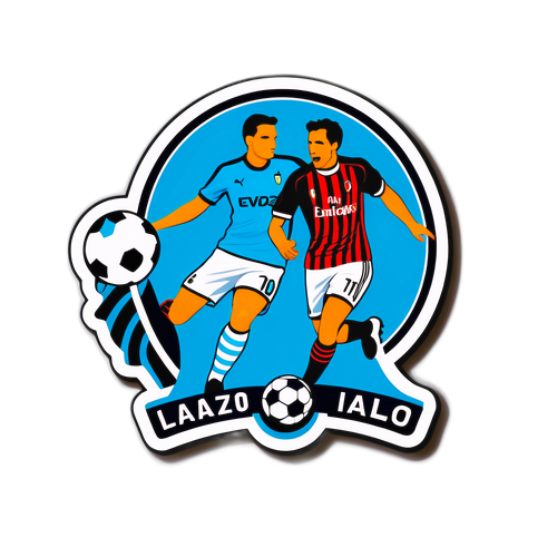 Стильне мистецтво з елементами футболу, що святкує матчі між Лаціо та Міланом