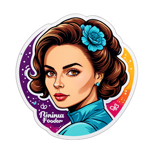 Autocolant cu portretul Irinei Fodor în stil artistic