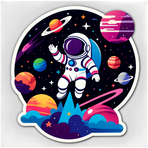 Cosmic Adventures: An Astronaut's Journey Through Colorful Realms