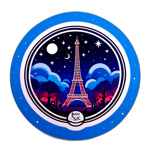 Huy hiệu PSG với cảnh đêm huyền bí của Paris