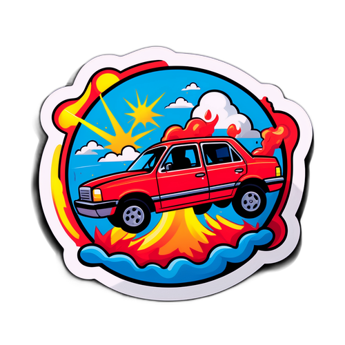 Vibrante Sticker van een Beroemde Ongevalscène