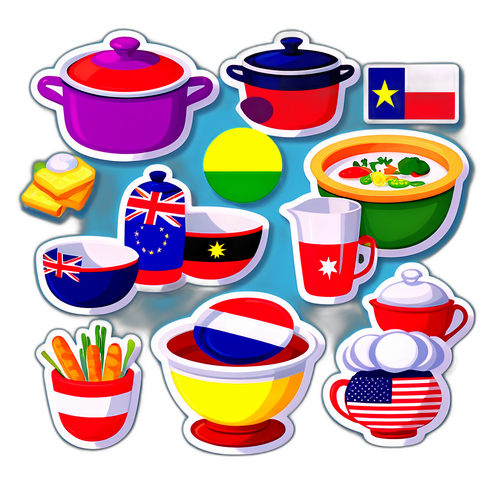 Кулинарное искусство: яркие блюда с флагами стран на кухне