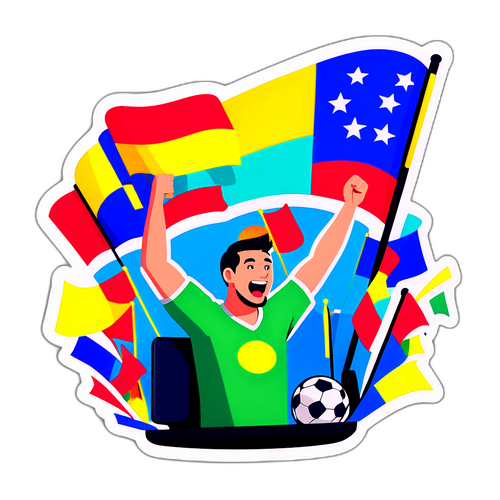 Een fanatieke voetbalfan juicht voor de tv