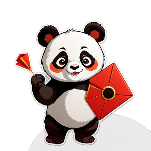 Panda Cute dengan Amplop Merah