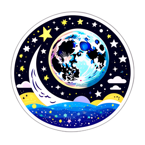 Autocolant jucăuș pentru 'Luna Plina Iulie 2025'