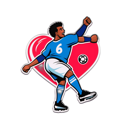 สติกเกอร์เกมฟุตบอล: นักฟุตบอลเตะบอลพร้อมหัวใจของแฟนๆ
