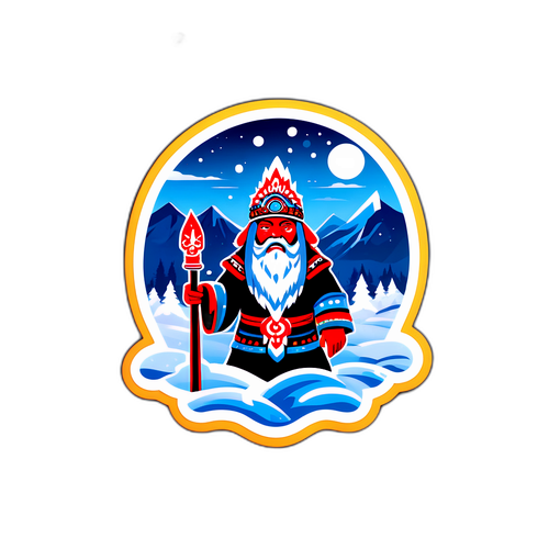 Зимнее озеро Байкал с шаманской фигурой