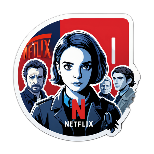 Autocollant avec le logo de Netflix France sur un fond de film