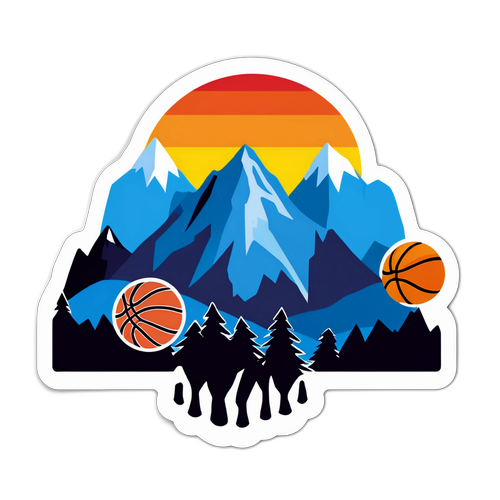 Pride ng Nuggets na may Bundok at Silweta ng Basketbol