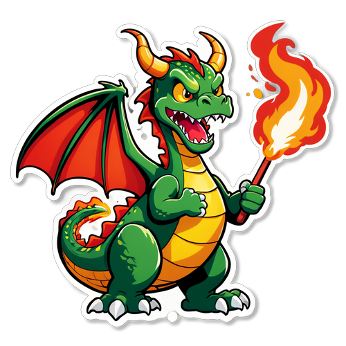 Determined Fire-Breathing Dragon Sticker