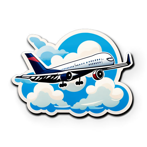 Humorous Cartoon Delta Airplane Sticker