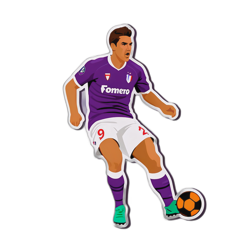 สติกเกอร์นักเตะฟิออเรนติน่ากำลังยิงบอล