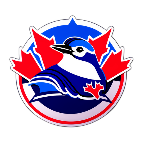 Stylish Baseball Cap Sticker Featuring Blue Jays and Red Sox Logos