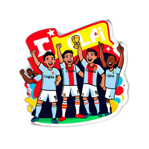 Стикер с радостными фанатами, празднующими победу в Ла Лиге