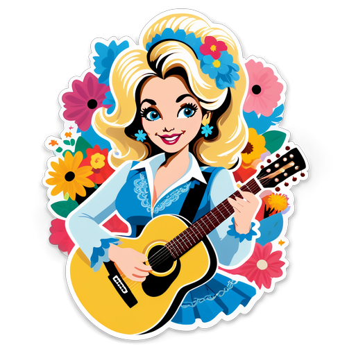 Dolly Parton's Magiske Verden: En Stickerfyldt Med Musik og Blomster!