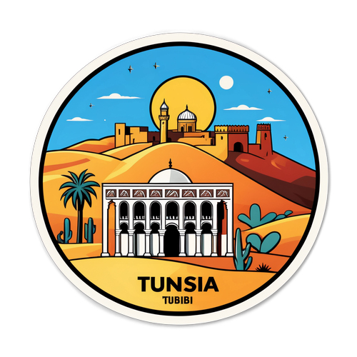 Diseño de un sticker de cultura y paisajes de Túnez