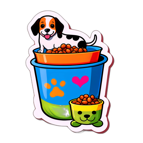 खुश कुत्तों का भोजन स्टिकर