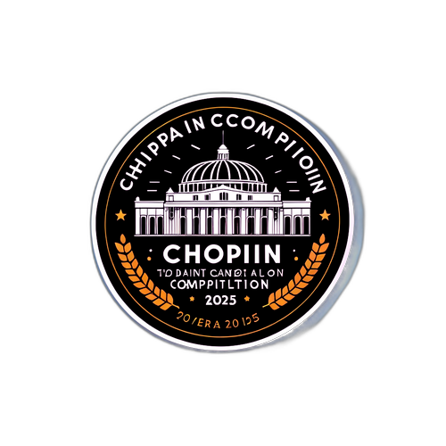 Minimalist naklejka przedstawiająca słynne miejsce Konkursu Chopinowskiego 2025