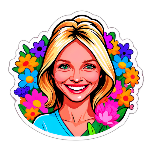 Cameron Diaz s veselým úsměvem obklopená jarními květinami