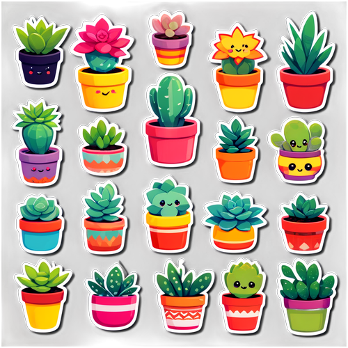 Cute Succulent Plants in Colorful Pots
