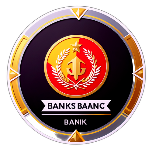 Дизайн наклейки с логотипом банка, акцент на инновациях и технологиях