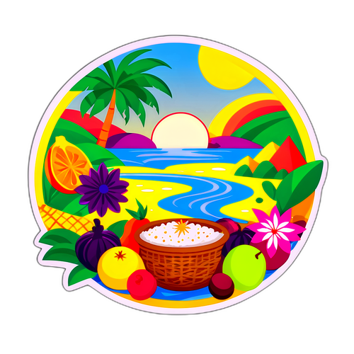 छठ पूजा के तत्वों के साथ रंगीन स्टिकर