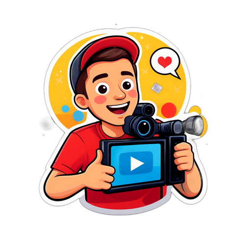 Смішний наліпка з блогером, який знімає контент для YouTube