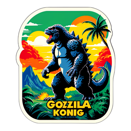 Ein klassisches Plakat von Godzilla und Kong