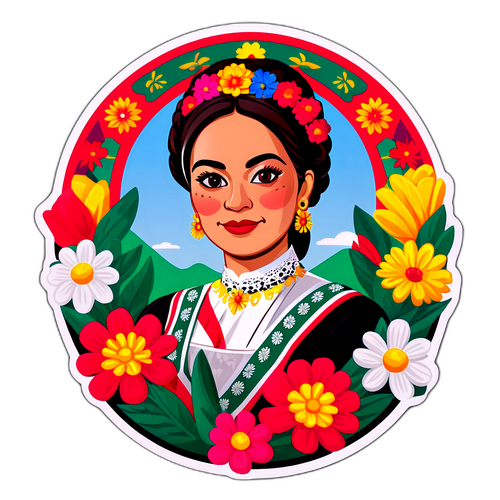 墨西哥女性總統傳統服飾的貼紙