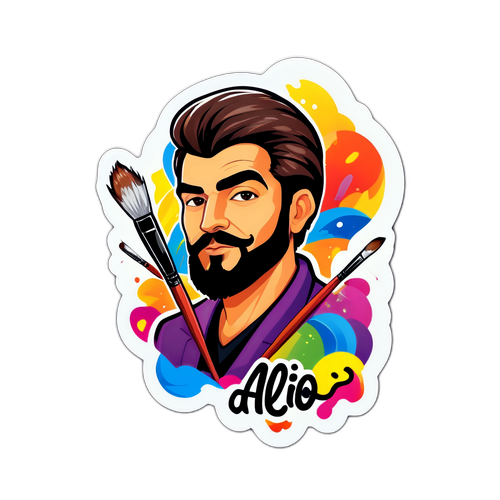 Sticker de Alejo Sarco con Pinceles y Colores