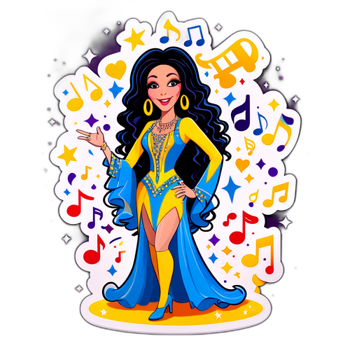 Fun Cartoon-Style Cher Sticker