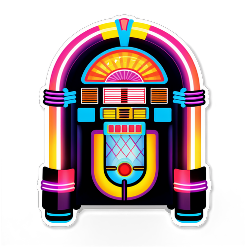 Retro Jukebox with Neon Lights Sticker