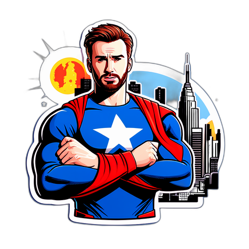 Szuperhős-öltözetben, város háttérrel