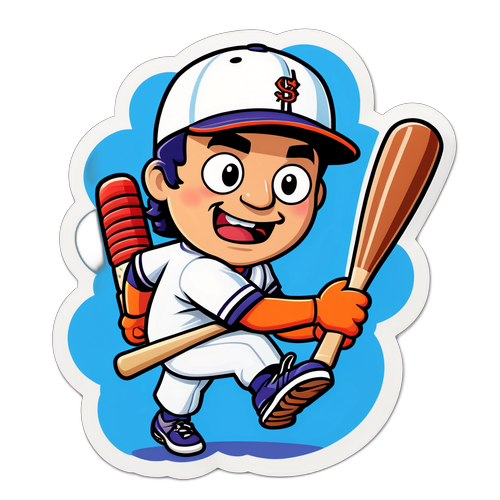 Humorous Baseball Sticker Featuring A Rod