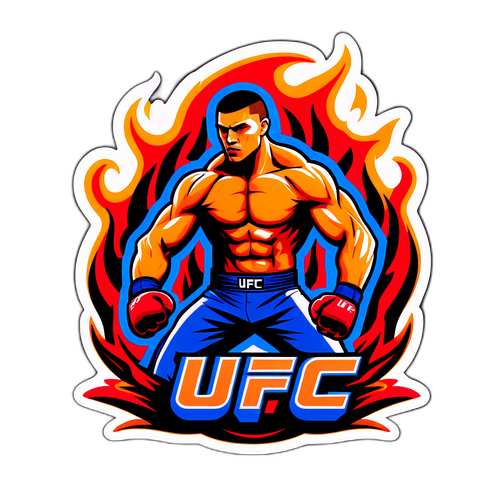 UFC geïnspireerde sticker met fighter in actie