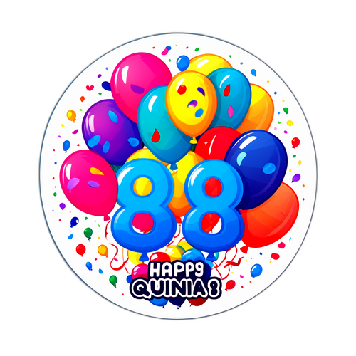 Sticker de Quina 6875 - Números Vencedores com Balões e Confetes