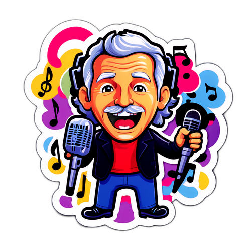Humorvolles Aufkleber von Andy Borg im Karaoke-Setting