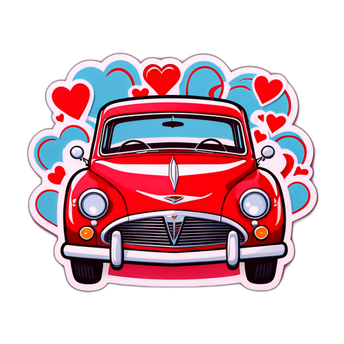 Pangmatagalang Sticker ng Klasikong Sasakyan na Pinalamutian ng Puso para sa Araw ng mga Puso