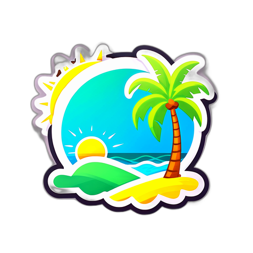 熱帶天氣貼紙設計