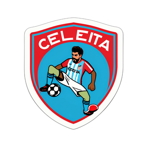 Aufkleber für das bahnbrechende Fußballspiel Celta – Atlético Madrid