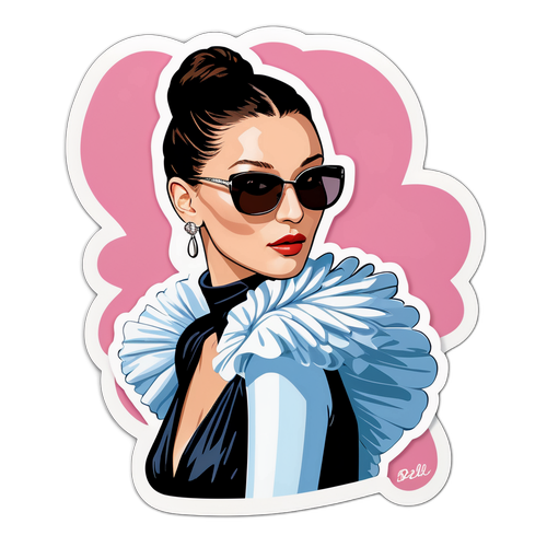 Una pegatina de Bella Hadid con un fondo elegante