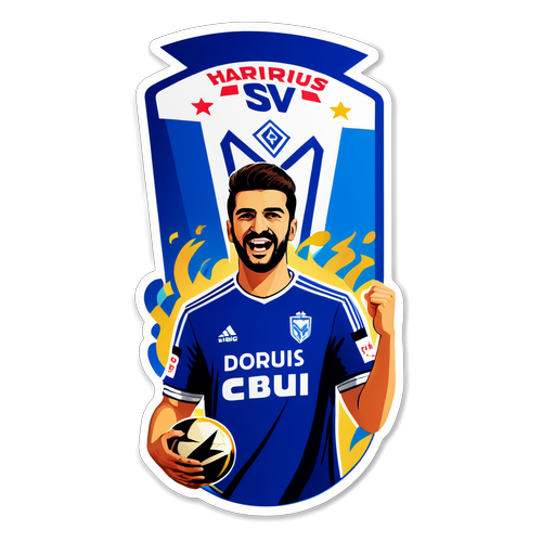 Ilustrație a stadionului Hamburger SV cu Darius Olaru